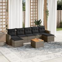 8-delige Loungeset met kussens poly rattan grijs - thumbnail