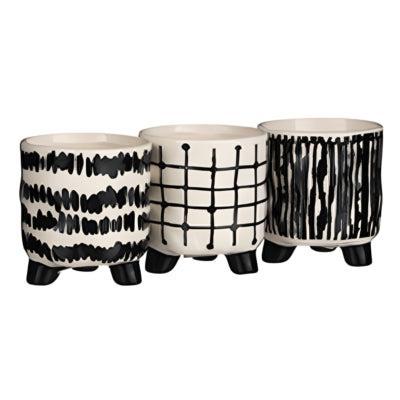 Bloempot zwart/wit 7,5 cm 3 assorti VE12 | 24 stuks