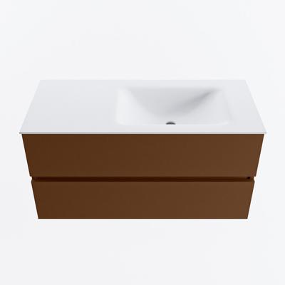 MONDIAZ VICA 100cm badmeubel onderkast Rust 2 lades. Wastafel CLOUD rechts 1 kraangat, kleur Talc.