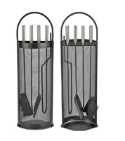 HI 5-delige haardgereedschapsset 23x14,8x66 cm zwart - thumbnail