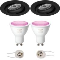 Philips Hue Kantelbare LED Inbouwspot Rond Mat Zwart Ø82mm GU10 - thumbnail