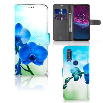 Motorola One Action Hoesje Orchidee Blauw - Cadeau voor je Moeder