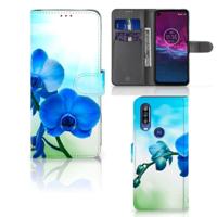 Motorola One Action Hoesje Orchidee Blauw - Cadeau voor je Moeder - thumbnail