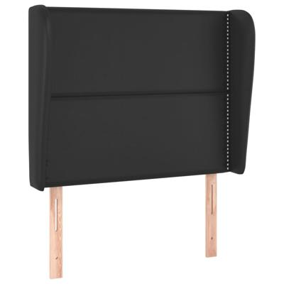 Hoofdbord met randen 83x23x118/128 cm kunstleer zwart - thumbnail