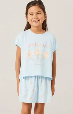 Meisjes shortama - Icecream - Katoenen zomer pyjama korte broek
