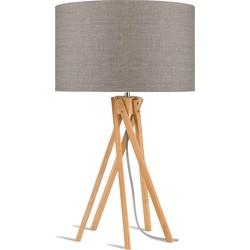Good&Mojo Tafellamp 'Kilimanjaro' Bamboe en Eco linnen, kleur Donkerbeige