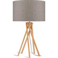 Good&Mojo Tafellamp 'Kilimanjaro' Bamboe en Eco linnen, kleur Donkerbeige - thumbnail
