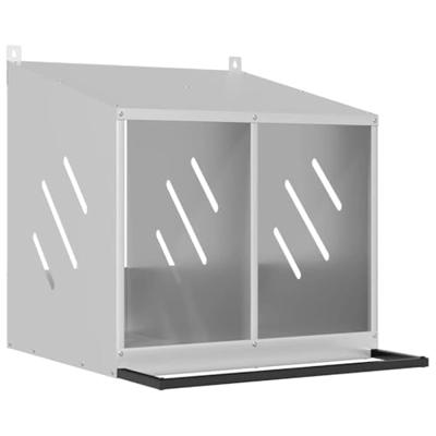 Kippennestkast met 2 vakken gegalvaniseerd metaal zilverkleurig