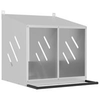 Kippennestkast met 2 vakken gegalvaniseerd metaal zilverkleurig - thumbnail