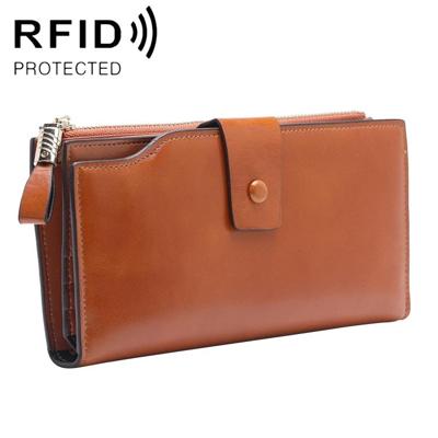 8236 Antimagnetic RFID Multi-function Oil Wax Leather Lady Wallet Large-capacity Purse (Yellow) 8236 Antimagnetic RFID Multi-function Oil Wax Leather Lady Wallet Large-capacity Purse (Yellow)