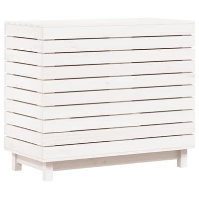Wasmand 88,5x44x76 cm massief grenenhout wit