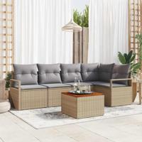 Tuinbankenset met opslag 6 pcs Beige en Licht Grijs poly rattan - thumbnail