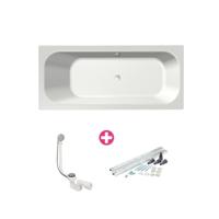 Xenz Aruba Ligbad - 170x75x48 - afvoer Midden - overloop andere kant - acryl - wit 6801OA-01 - thumbnail