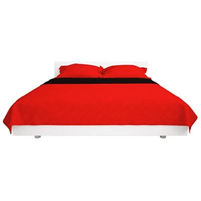 Dubbelzijdige quilt bedsprei rood en zwart 220x240 cm Dubbelzijdige quilt bedsprei rood en zwart 220x240 cm