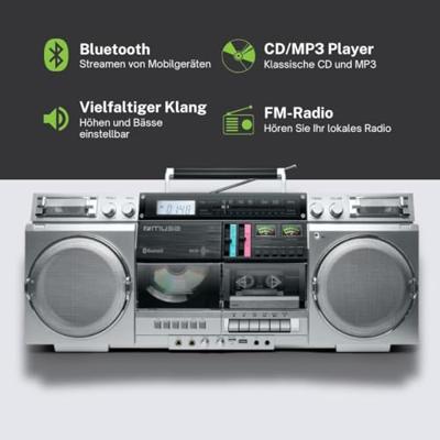 Muse M-380GBS - Ghettoblaster met, FM, CD, cassette, USB, SD, 80 Watt