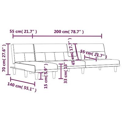 Slaapbank L-vormig 255x140x70 cm fluweel zwart