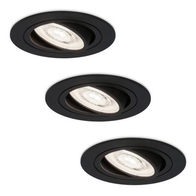 Set van 3 Miro LED inbouwspots - Extra plat 58mm - GU10 LED Module - 6000K daglicht wit - Dimbaar - Rond - Kantelbaar - Voor binnen - Zwart Set van 3 Miro LED inbouwspots - Extra plat 58mm - GU10 LED Module - 6000K daglicht wit - Dimbaar - Rond - Kantelbaar - Voor binnen - Zwart