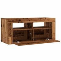Tv-meubel met LED 90x35x40 cm bewerkt hout oud hout - thumbnail