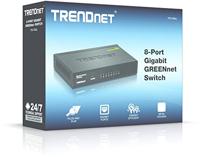 TRENDnet TEG-S82G 8-Port Gigabit GREENnet Switch, Ethernet Splitter, 10/100/1000 Mbps, ventilatorloos, 16 Gbps schakelcapaciteit, metalen behuizing, plug & play,zwart - thumbnail