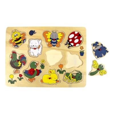 Playwood Houten noppenpuzzel dieren om het huis, 10st