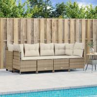5-delige Loungeset met kussens poly rattan beige - thumbnail