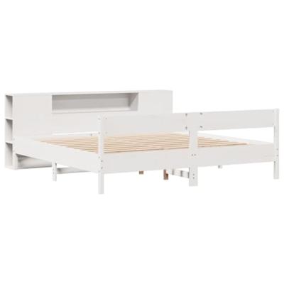 Bed met boekenkast zonder matras grenenhout wit 180x200 cm