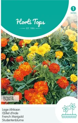 Zaden Tagetes lage Afrikaan Bonita gemengd Hortitops - Hortitops