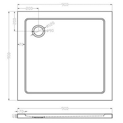 Douchebak Xellanz SMC | 90x90x4 cm | SMC | Excl.Afvoer | Vierkant | Wit glans