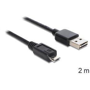 DeLOCK easy usb-a 2.0 > micro-usb-b kabel (zwart, 2 meter)