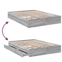 Bedframe met lades bewerkt hout grijs sonoma eiken 150x200 cm - thumbnail