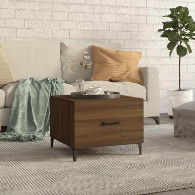 Salontafel met metalen poten 50x50x40 cm bruineikenkleurig