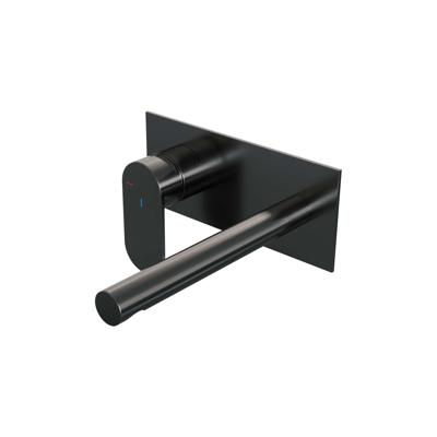 Gunmetal Edition inbouw wastafelmengkraan met rechte uitloop en afdekplaat - model C2, geborsteld PVD