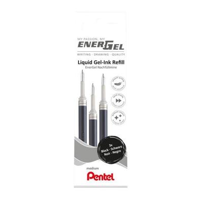 Gelschrijvervulling Pentel LR7 Energel medium zwart set à 3 stuks