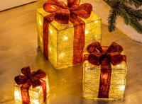 Set van 3 kerstdecoratie cadeautjes - geschenkdozen - thumbnail