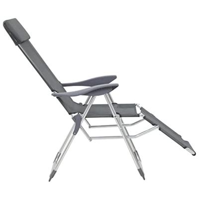 Campingstoelen met voetensteun 2 st inklapbaar textileen grijs - thumbnail
