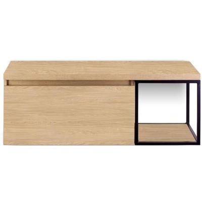 Frozen Badmeubelset 120 cm - Greeplijst in Kleur - Zwart Frame - Wastafelbovenblad Casella Oak