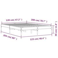 Bedframe bewerkt hout metaal grijs sonoma eiken 120x200 cm - thumbnail