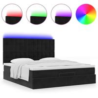 Ottoman bed met matrassen en LED's 180x200cm fluweel zwart - thumbnail