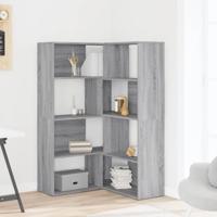 Boekenkast 4-laags hoek 85x85x140 cm bewerkt hout grijs sonoma - thumbnail
