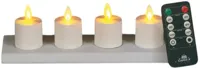 Anna&apos;s Collection LED theelicht oplaadbaar flame effect incl. oplaadstation 5cm wit 4 stuks - thumbnail