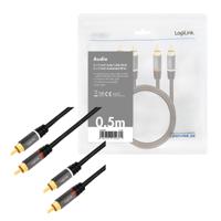 LogiLink CA1201 Cinch Audio Aansluitkabel 0.5 m Zwart Afgeschermd, Kleurcodering - thumbnail