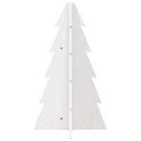 Kerstdecoratie kerstboom 69,5 cm massief grenenhout wit - thumbnail