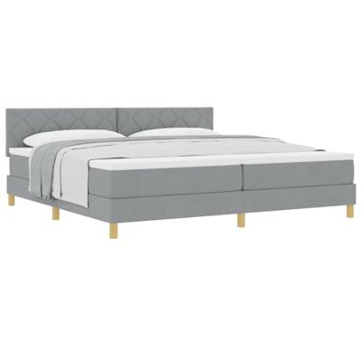 Boxspringbed met Matras Lichtgrijs 200x200 cm Stof