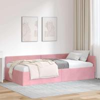 Hoekbedframe Anders Roze 90 x 190 cm Fluweel en Engineered hout - thumbnail