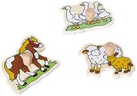 Goki houten noppenpuzzel boerderij, 9st. - thumbnail