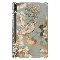 Siliconen Hoesje voor Samsung Galaxy Tab S9 Plus Vintage Bird Flowers - thumbnail