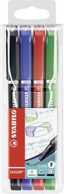 STABILO SENSOR, Fineliner, Fijn 0.3 mm, Met Meeverende Schrijfpunt, Etui Met 4 Kleuren STABILO SENSOR, Fineliner, Fijn 0.3 mm, Met Meeverende Schrijfpunt, Etui Met 4 Kleuren