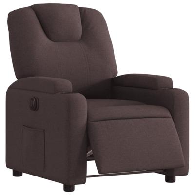 Fauteuil verstelbaar elektrisch stof donkerbruin - thumbnail