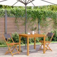 Bistrostoelen 2 st massief acaciahout en stof antracietkleurig - thumbnail