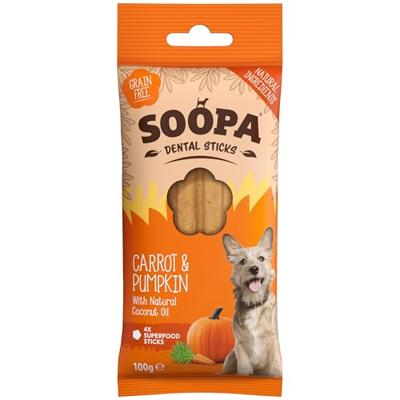 Soopa Dental Sticks met pompoen & wortel hondensnack Per 3 Soopa Dental Sticks met pompoen & wortel hondensnack Per 3